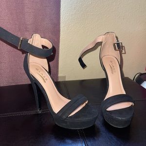 Bottom platform black high heels